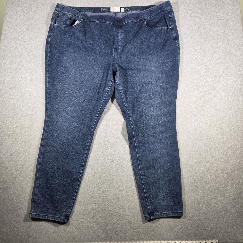 Belle by Kim Gravel Pull On Jeans Womens Size 28W Waist Medium Wash Stretch